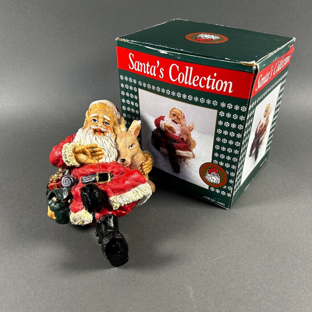 Santas Collection Santa with Reindeer Stocking Hanger Mantle Decor 96651